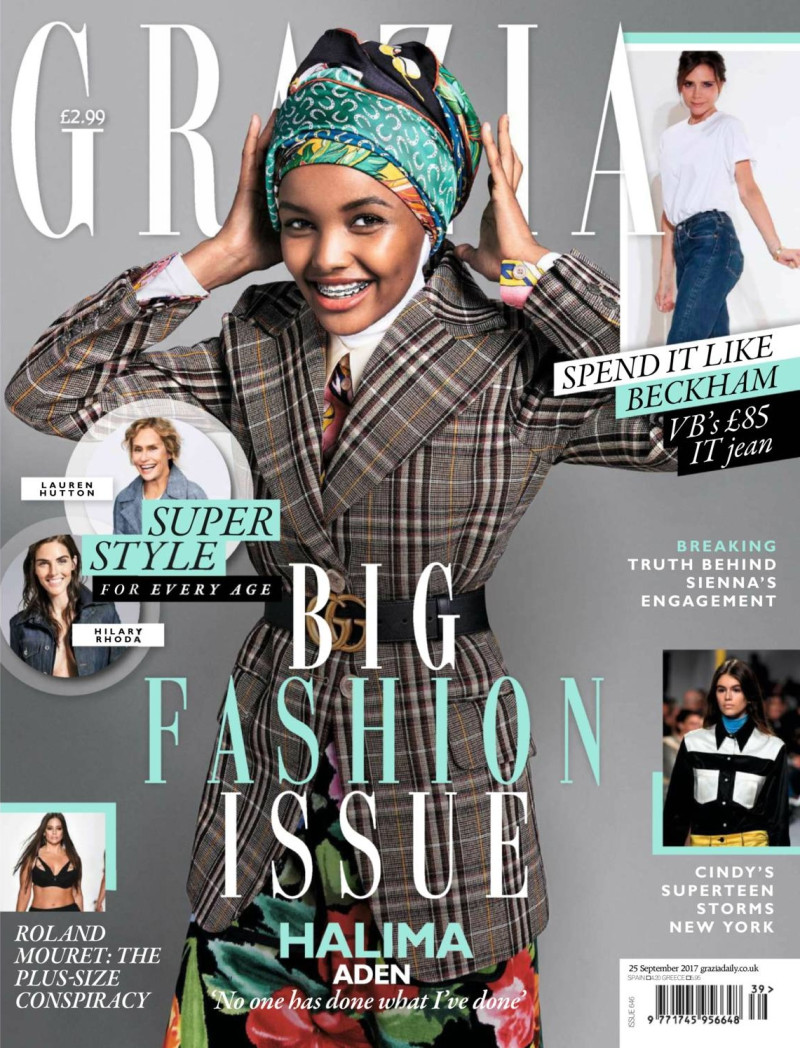 Halima Aden featured on the Grazia UK cover from September 2017