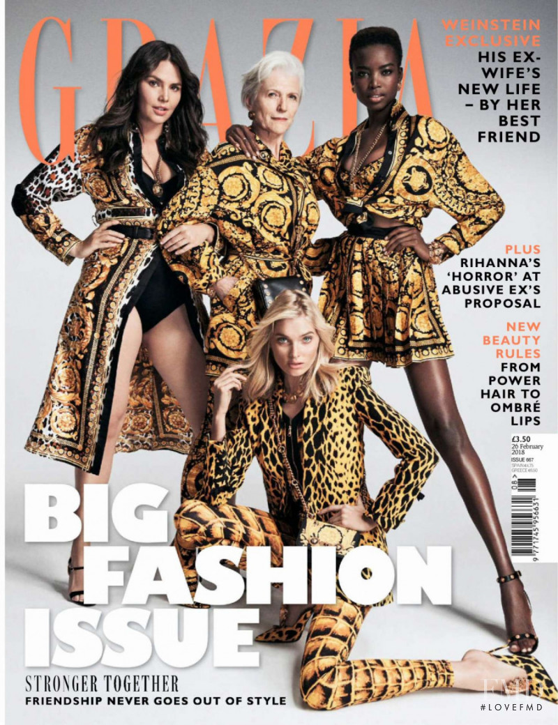 Cover of Grazia UK with Elsa HoskCandice HuffineMaria BorgesMaye Musk