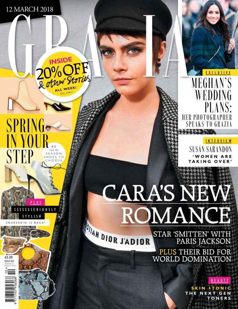 Cara Delevingne featured on the Grazia UK cover from March 2018