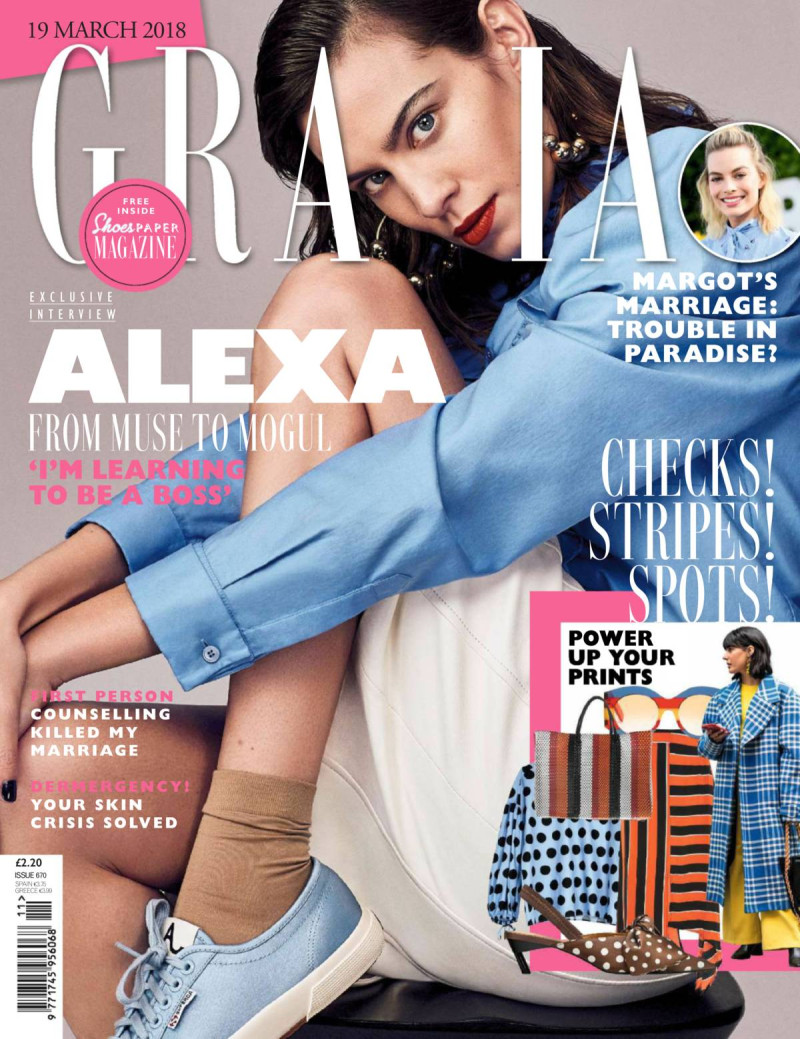 Alexa Chung featured on the Grazia UK cover from March 2018