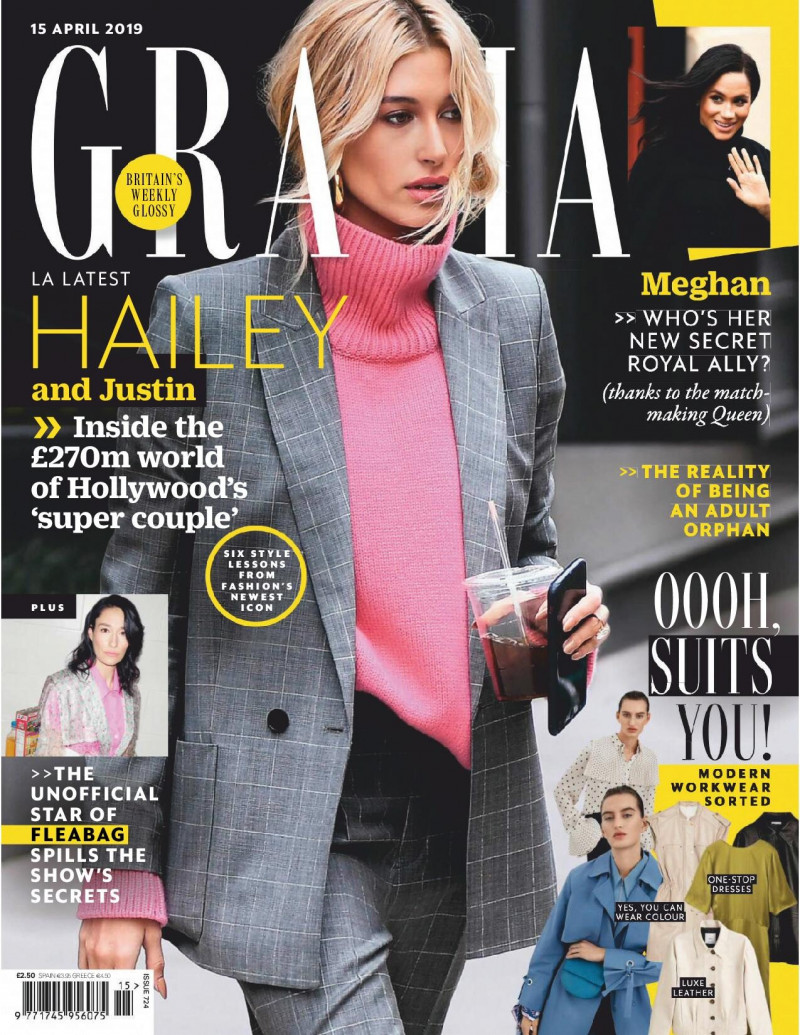 Hailey Baldwin Bieber featured on the Grazia UK cover from April 2019