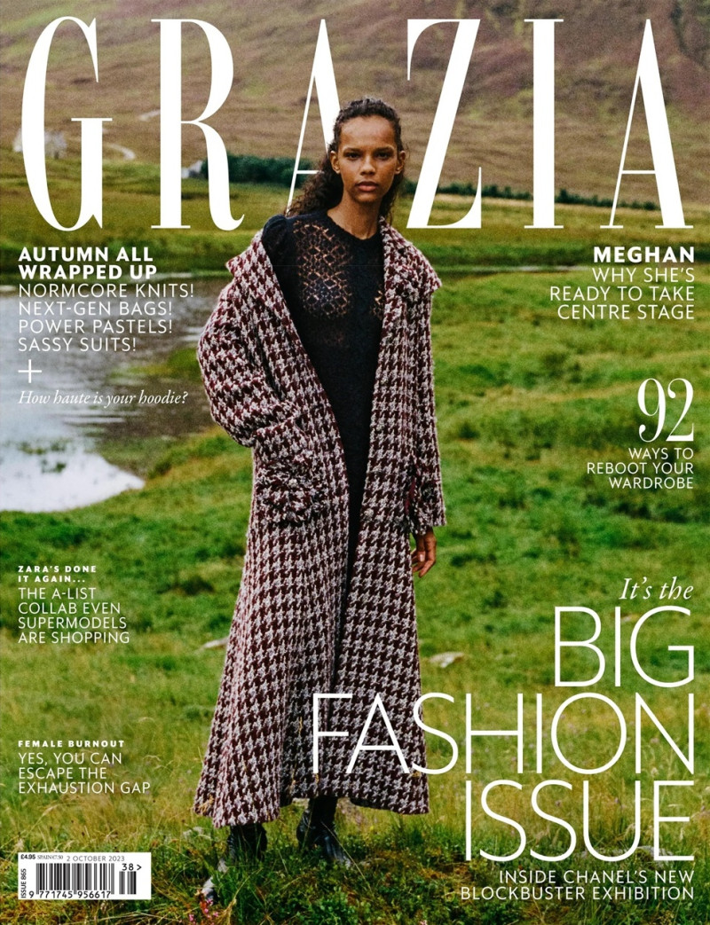 Natalia Montero featured on the Grazia UK cover from October 2023