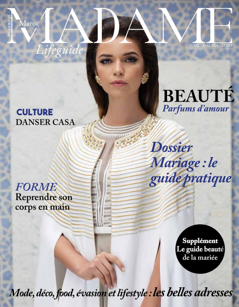 Widad Belhaj featured on the Madame Maroc Lifeguide cover from April 2018