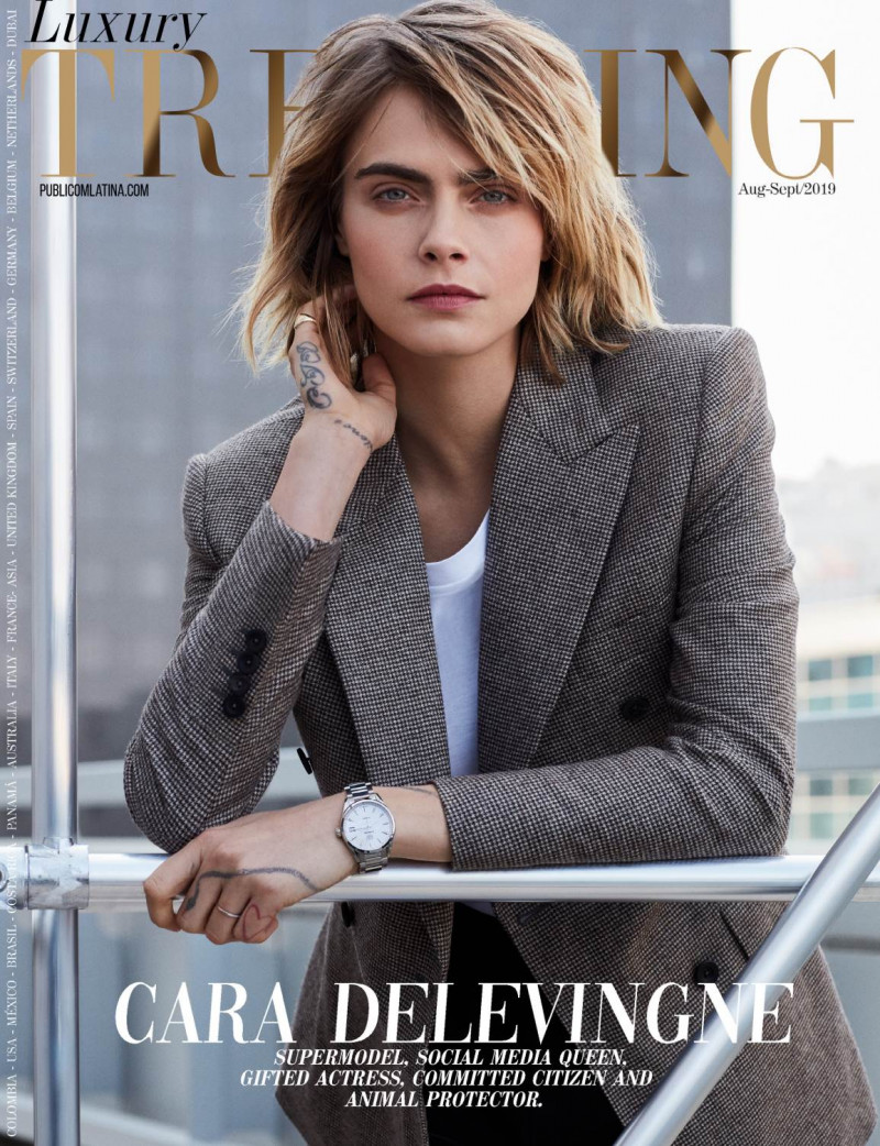 Cara Delevingne featured on the Luxury Trending cover from August 2019