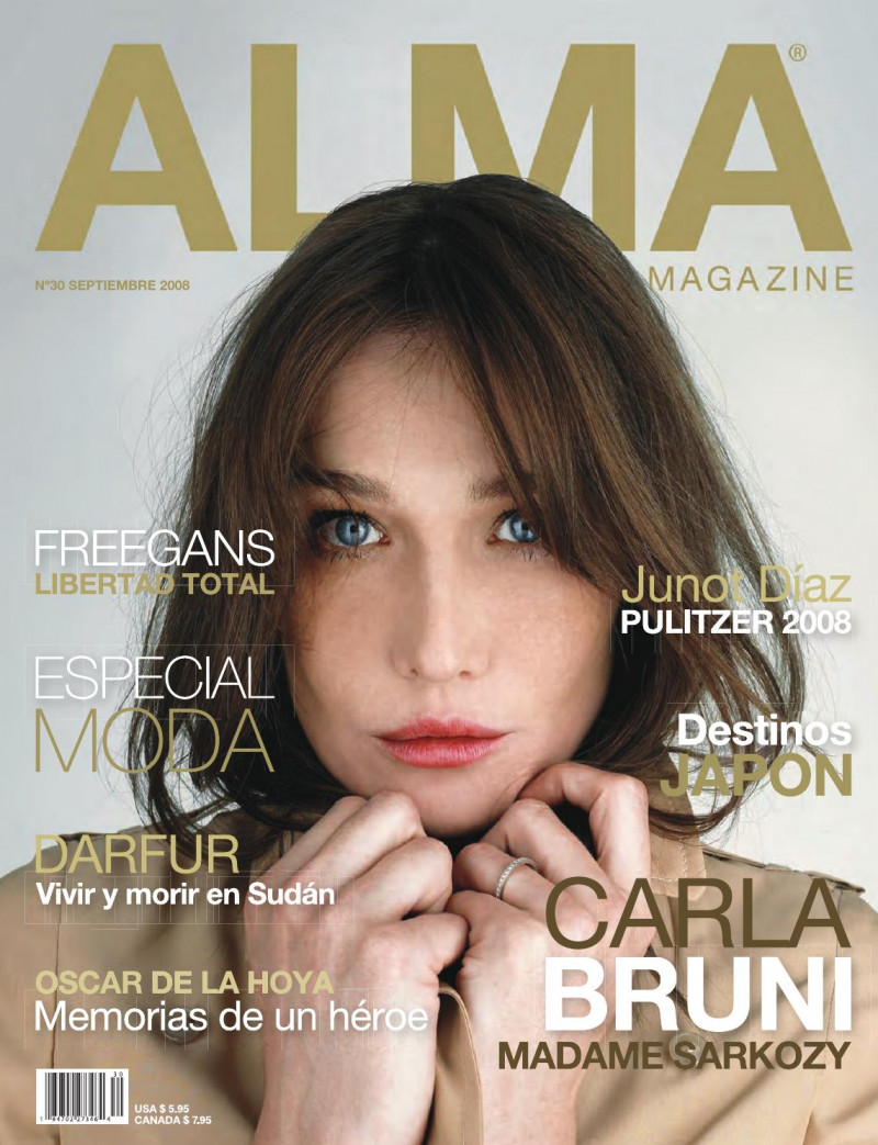 Carla Bruni featured on the Alma Magazine cover from September 2008