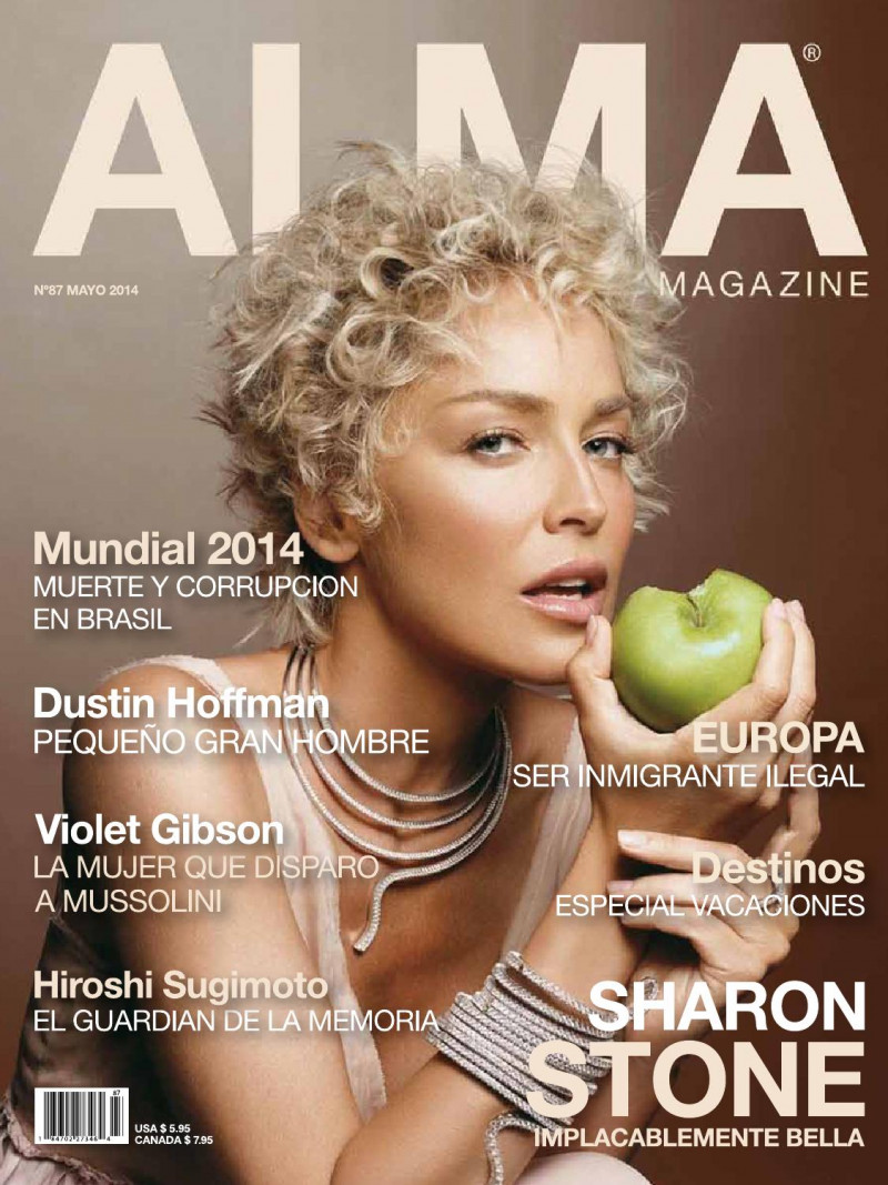 Sharon Stone featured on the Alma Magazine cover from May 2014