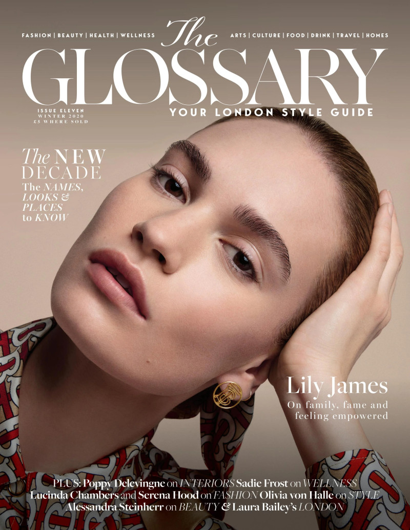 Lily James featured on the The Glossary cover from December 2019