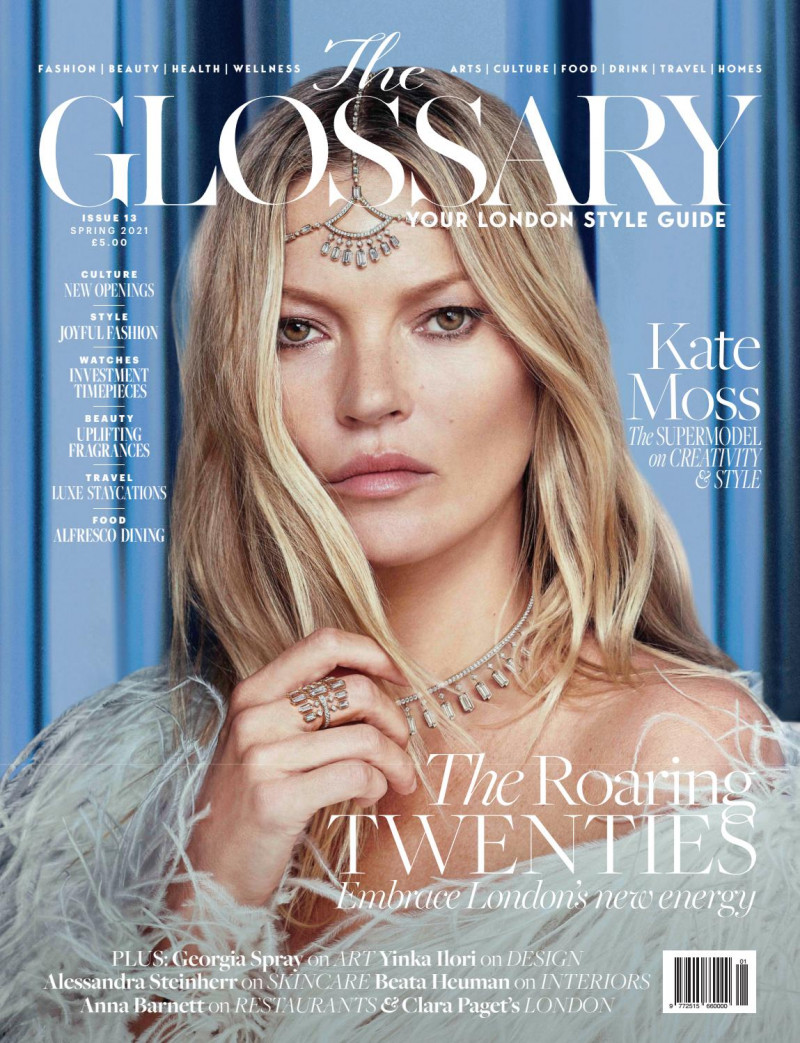 Kate Moss featured on the The Glossary cover from March 2021