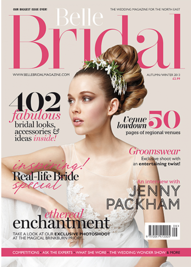 Victoria Lee featured on the Belle Bridal Magazine cover from September 2013