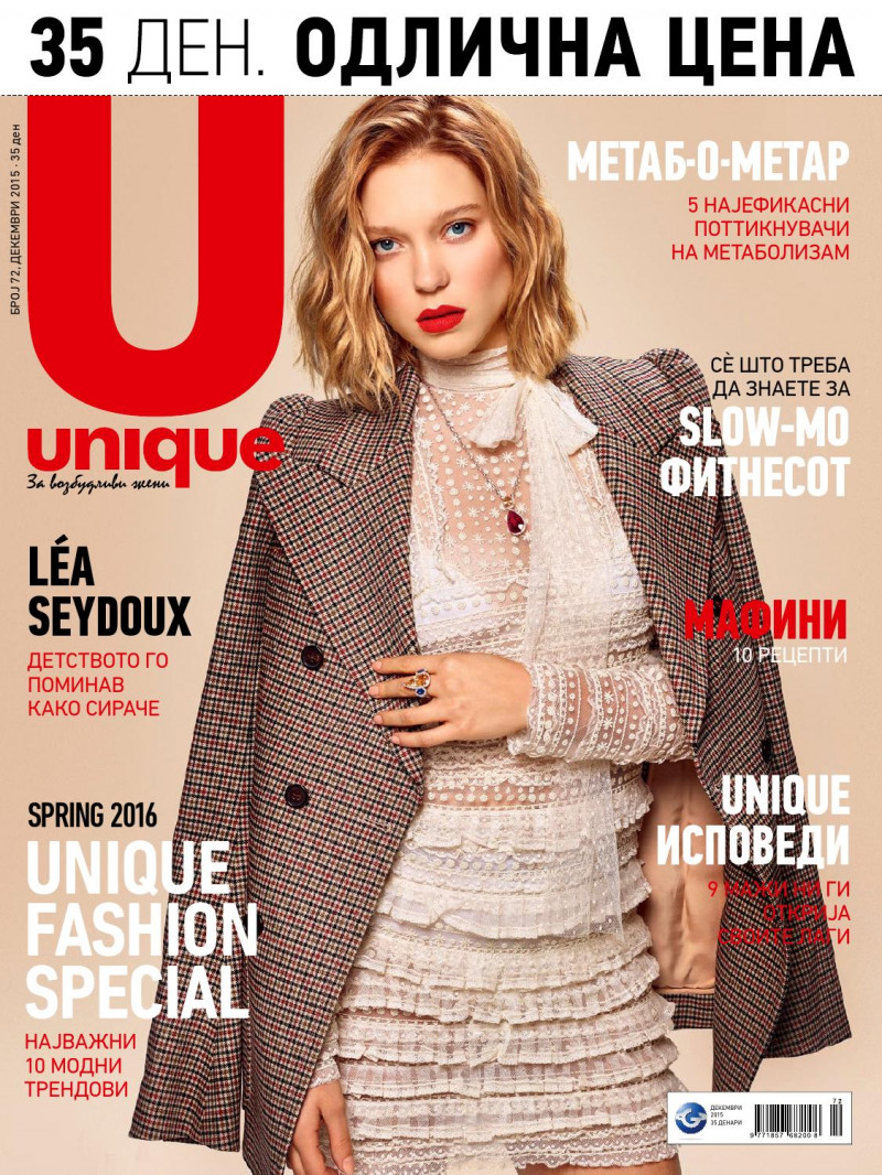 Lea Seydoux featured on the Unique cover from December 2015