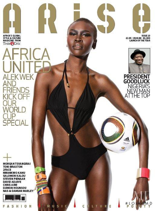 Alek Wek featured on the Arise cover from July 2010