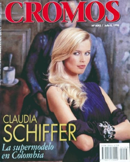 Claudia Schiffer featured on the Cromos cover from July 1996