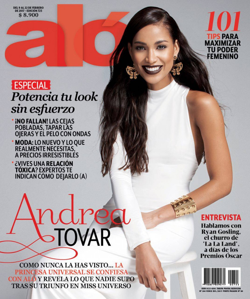 Andrea Tovar featured on the Revista Aló cover from February 2017