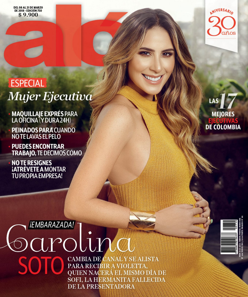 Carolina Soto featured on the Revista Aló cover from March 2018