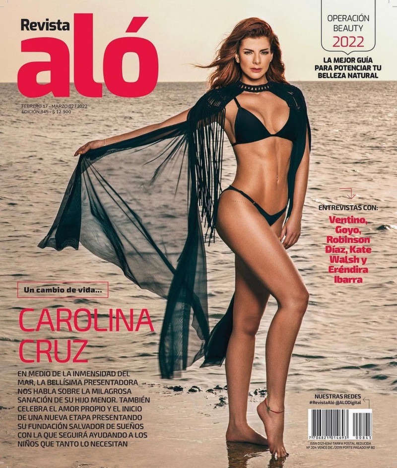 Carolina Cruz featured on the Revista Aló cover from February 2022