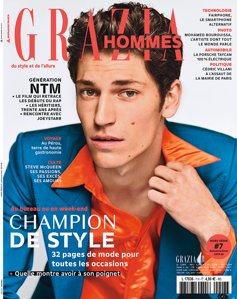 Justin Eric Martin featured on the Grazia Hommes France cover from September 2019