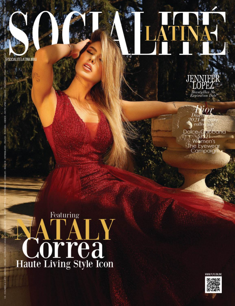 Nataly Correa featured on the Socialite Latina cover from April 2021
