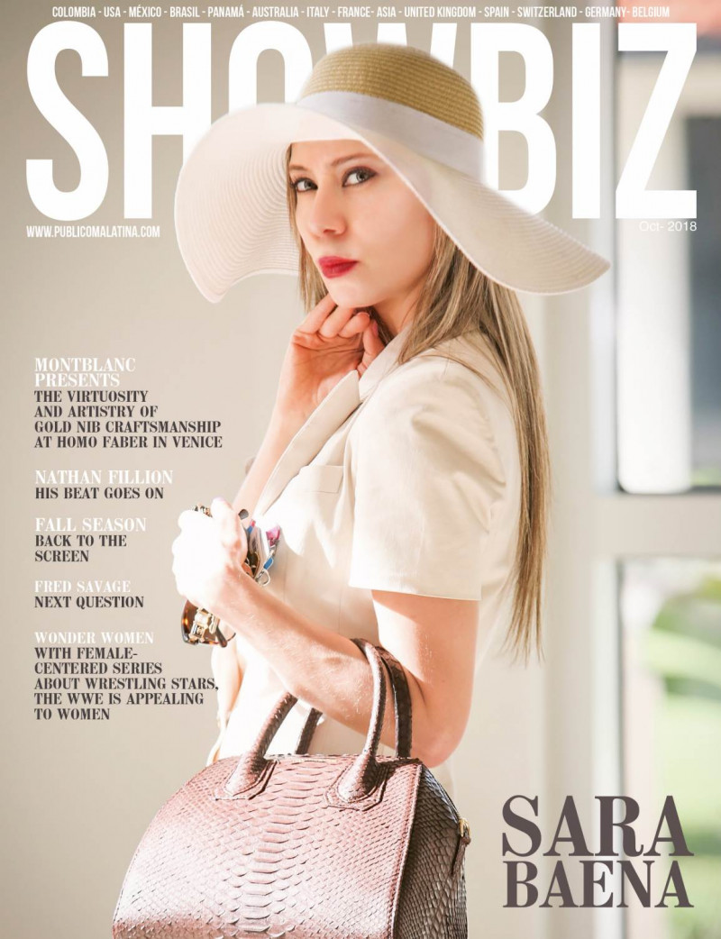 Sara Baena featured on the Showbiz cover from October 2018