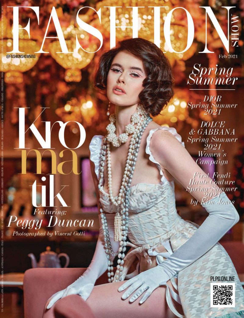 Peggy Duncan featured on the Fashion Show cover from February 2021