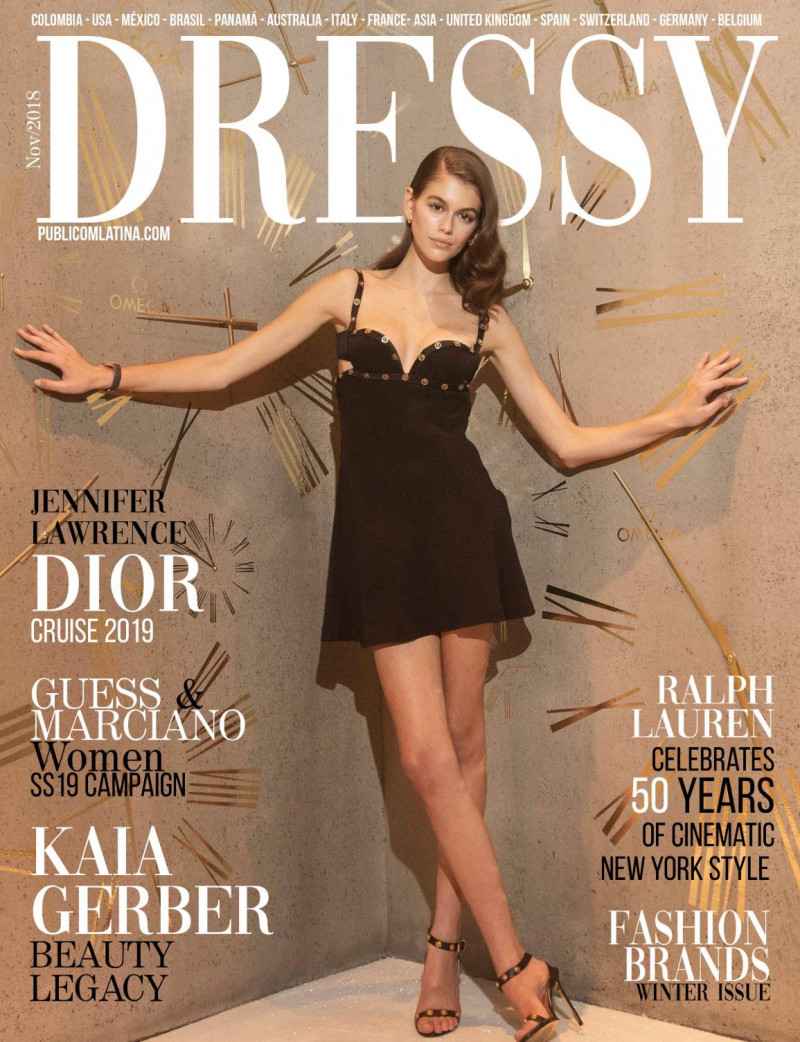 Kaia Gerber featured on the Dressy cover from November 2018