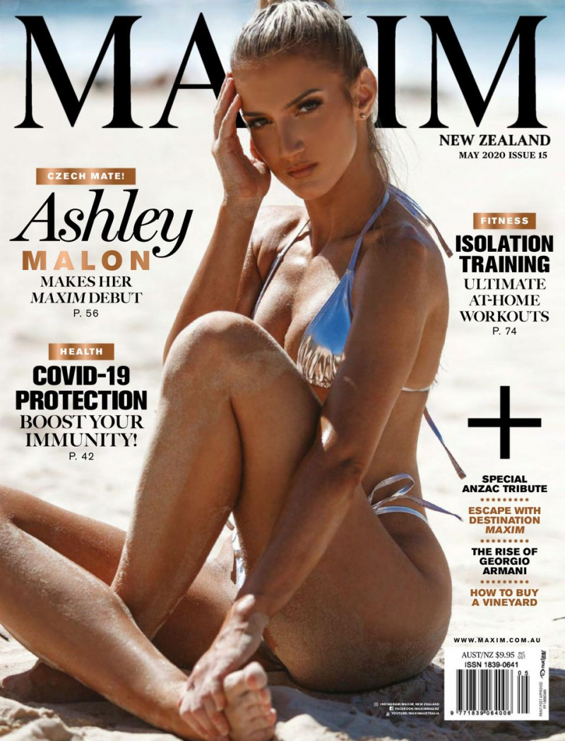 Ashley Malon featured on the Maxim New Zealand cover from May 2020