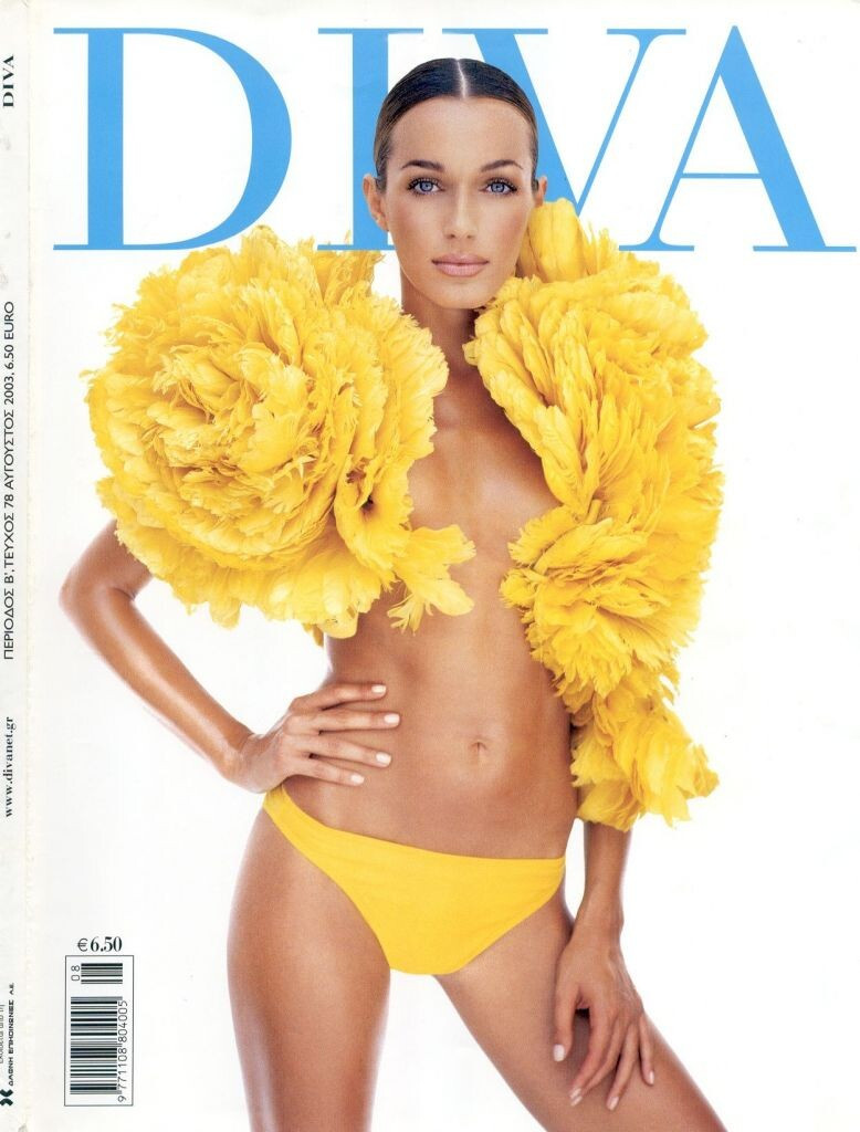 Katia Zygouli featured on the Diva Greece cover from August 2003