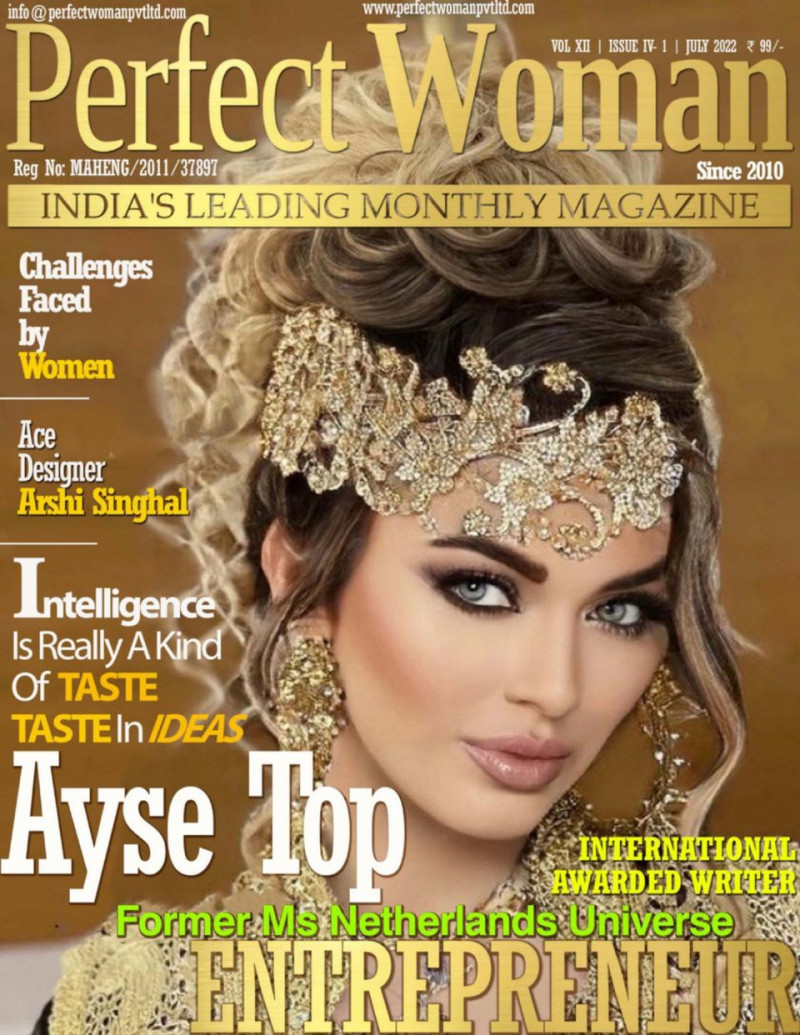 Ayse Top featured on the Perfect Woman India cover from July 2022