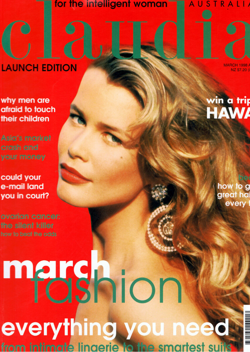 Claudia Schiffer featured on the Claudia Australia cover from March 1998