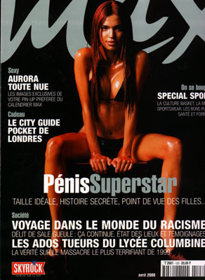 Aurora Robles featured on the Max France cover from April 2000