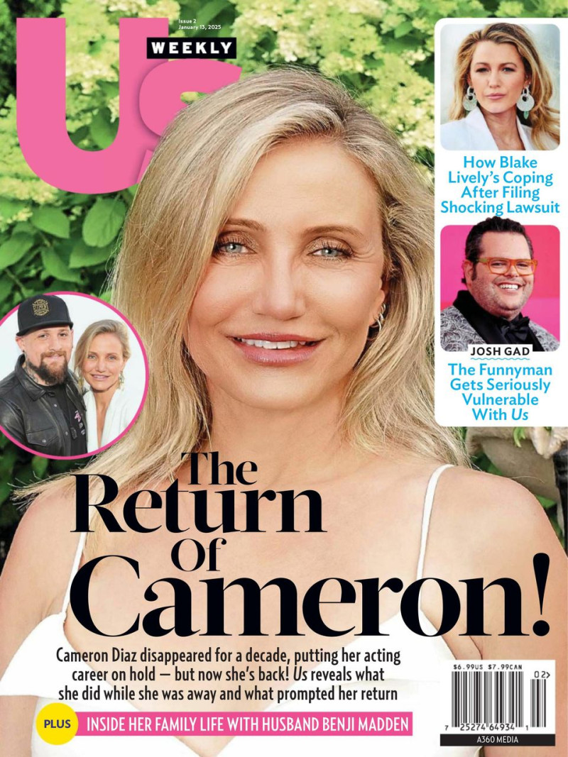 Cameron Diaz featured on the Us Weekly cover from January 2025