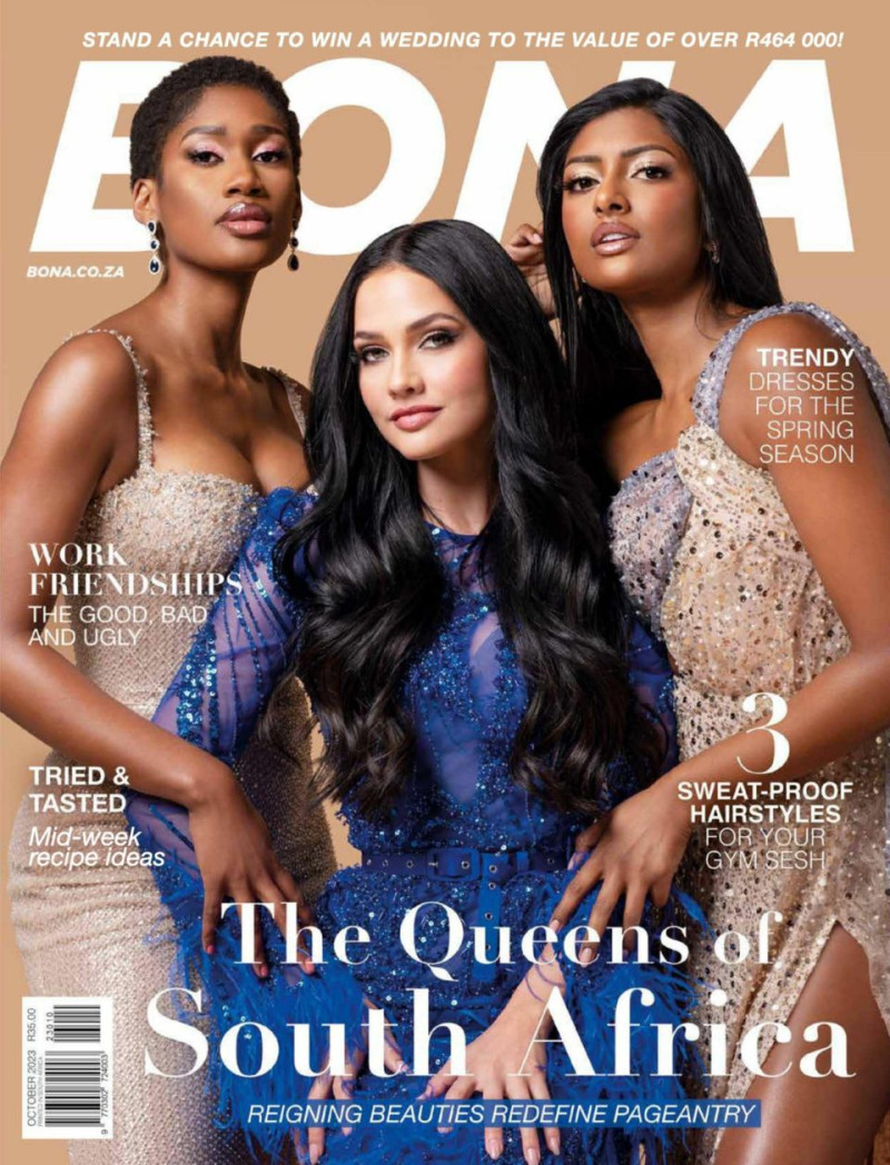 Nande Mabala, Natasha Joubert, Bryoni Natalie Govender featured on the Bona cover from October 2023