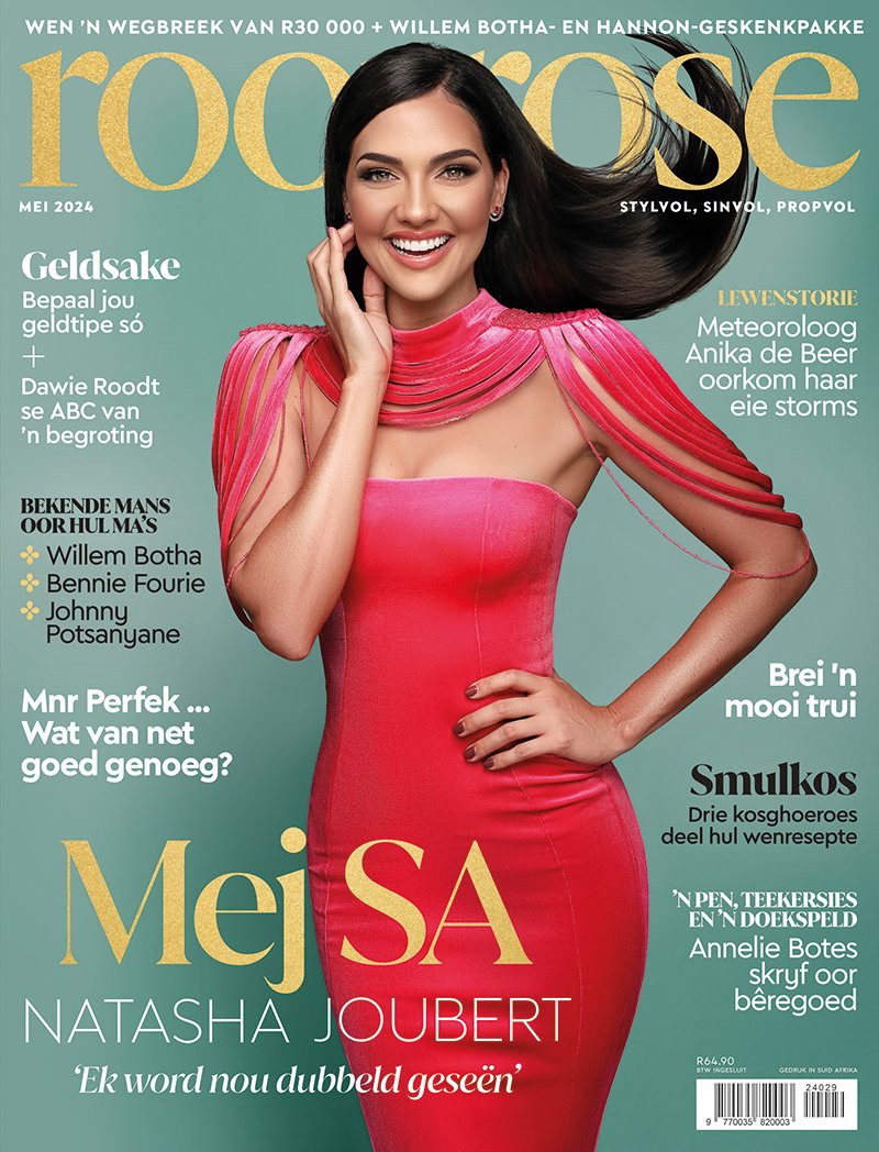 Natasha Joubert featured on the rooi rose cover from May 2024