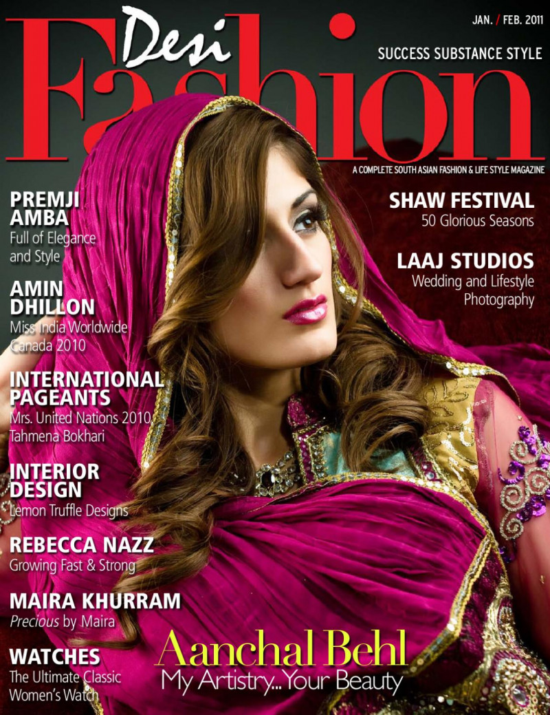 Aanchal Behl featured on the Desi Fashion cover from January 2011