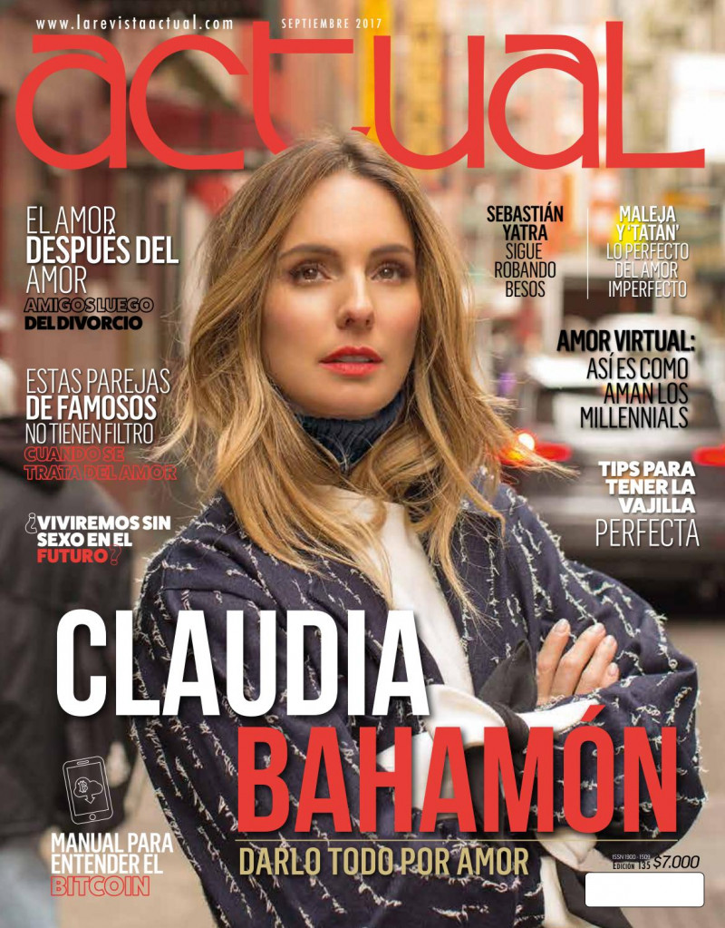 Claudia Bahamon featured on the La Revista Actual cover from September 2017