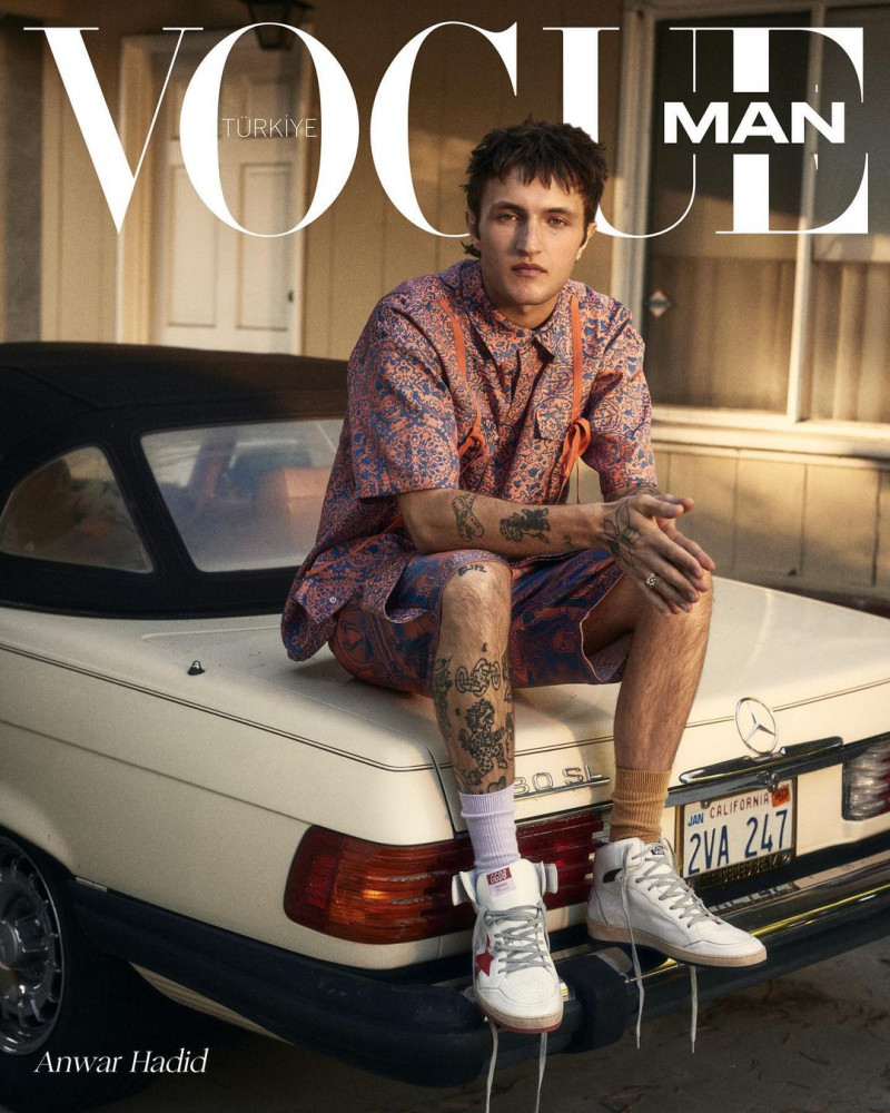 Anwar Hadid featured on the Vogue Man Turkey cover from December 2022