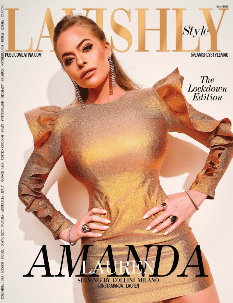 Amanda Lauren featured on the Lavishly Style cover from July 2020