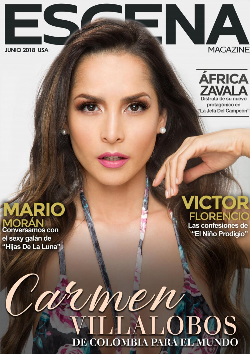 Carmen Villalobos featured on the Escena Magazine USA cover from June 2018