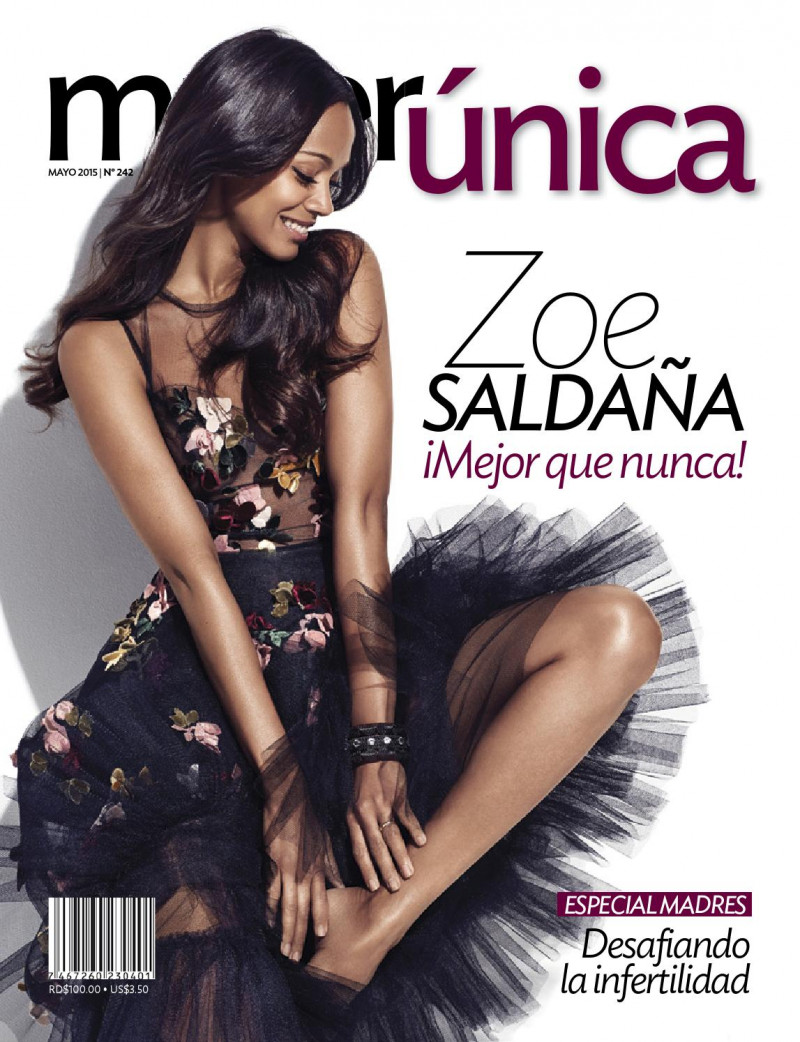 Zoe Saldana featured on the Mujer Unica cover from May 2015