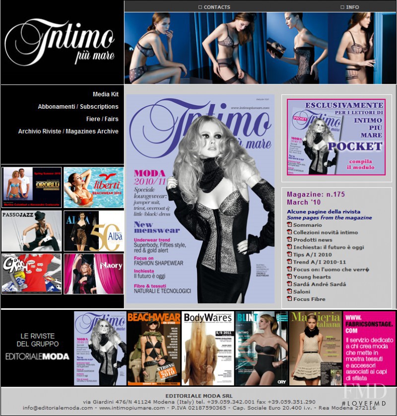  featured on the IntimoPiùMare.com screen from April 2010