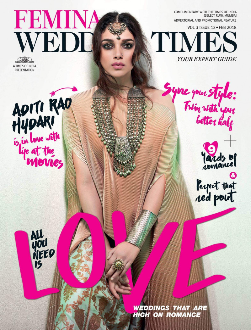 Aditi Rao Hydari featured on the Femina Wedding Times cover from February 2018