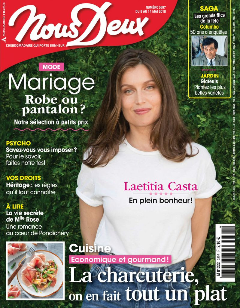 Laetitia Casta featured on the Nous Deux cover from May 2018
