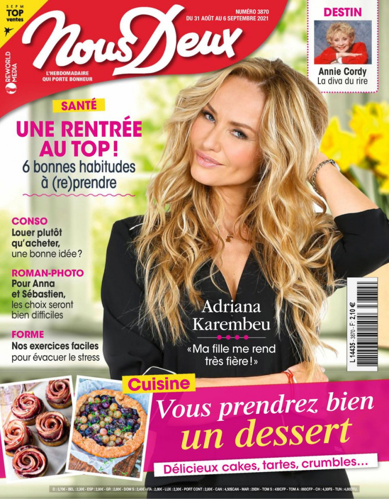 Adriana Sklenarikova Karembeu featured on the Nous Deux cover from August 2021