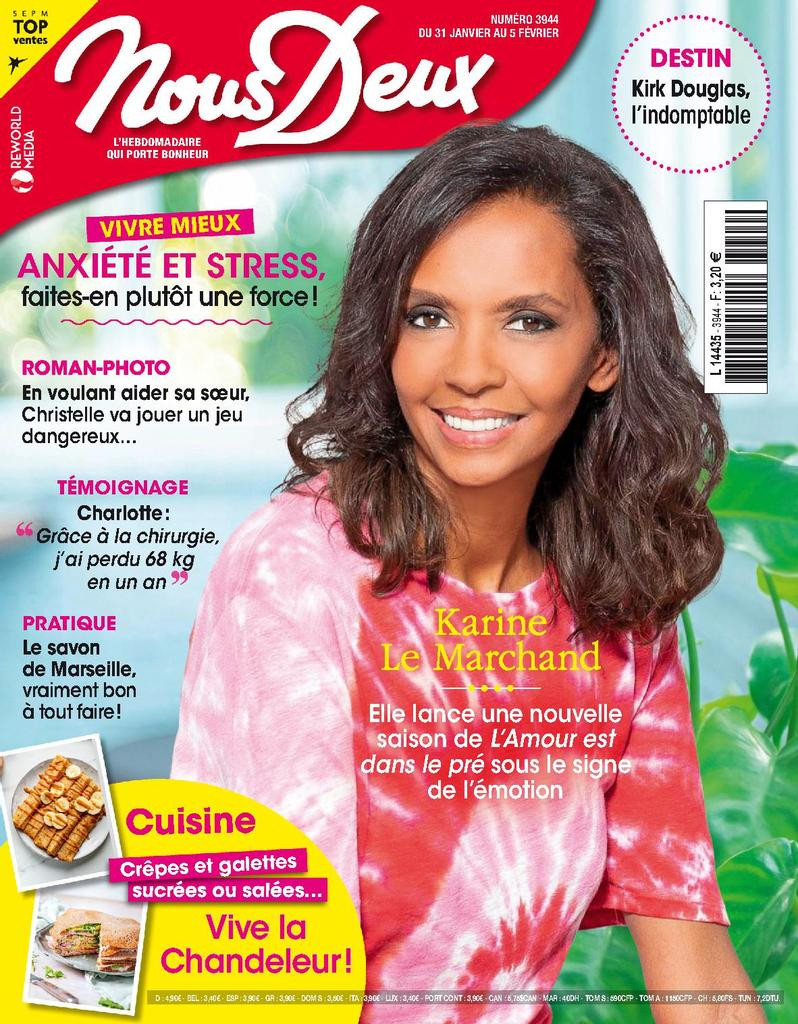 Karine Le Marchand featured on the Nous Deux cover from January 2023