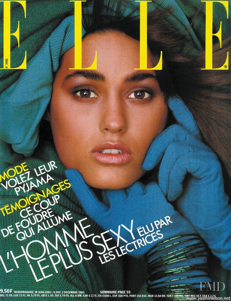 Yasmin Le Bon featured on the Elle France cover from December 1985