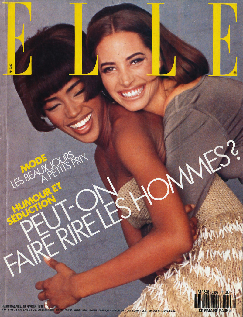 Christy Turlington, Naomi Campbell featured on the Elle France cover from September 1990