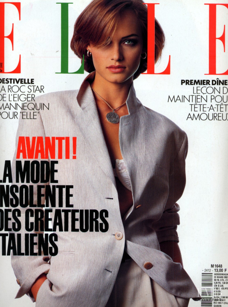Amber Valletta featured on the Elle France cover from March 1992