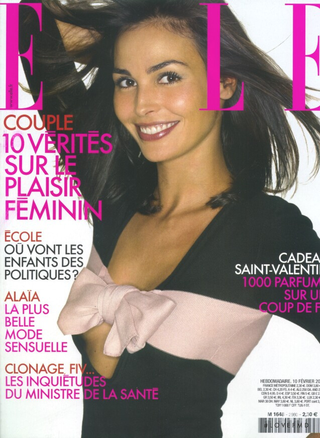 Ines Sastre featured on the Elle France cover from February 2003