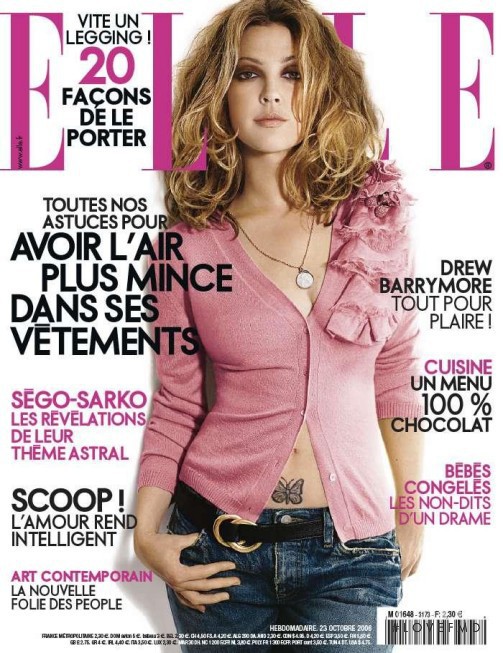 Drew Barrymore featured on the Elle France cover from October 2006