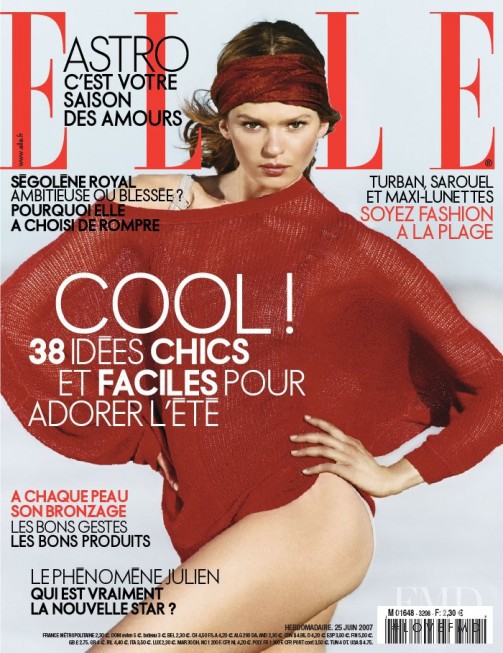 Elise Crombez featured on the Elle France cover from June 2007