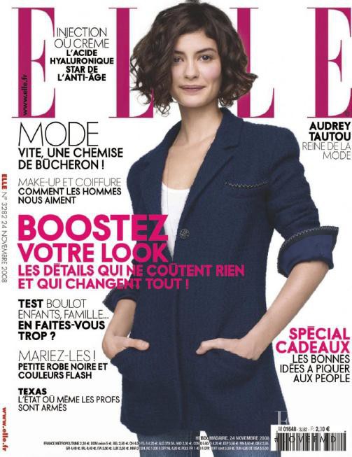 Audrey Tautou featured on the Elle France cover from November 2008